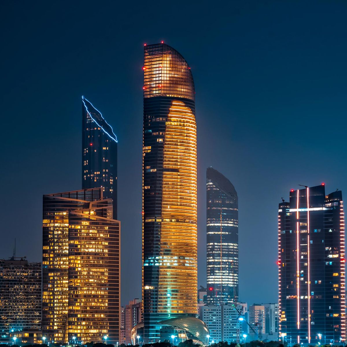 skyline of Abu Dhabi at night